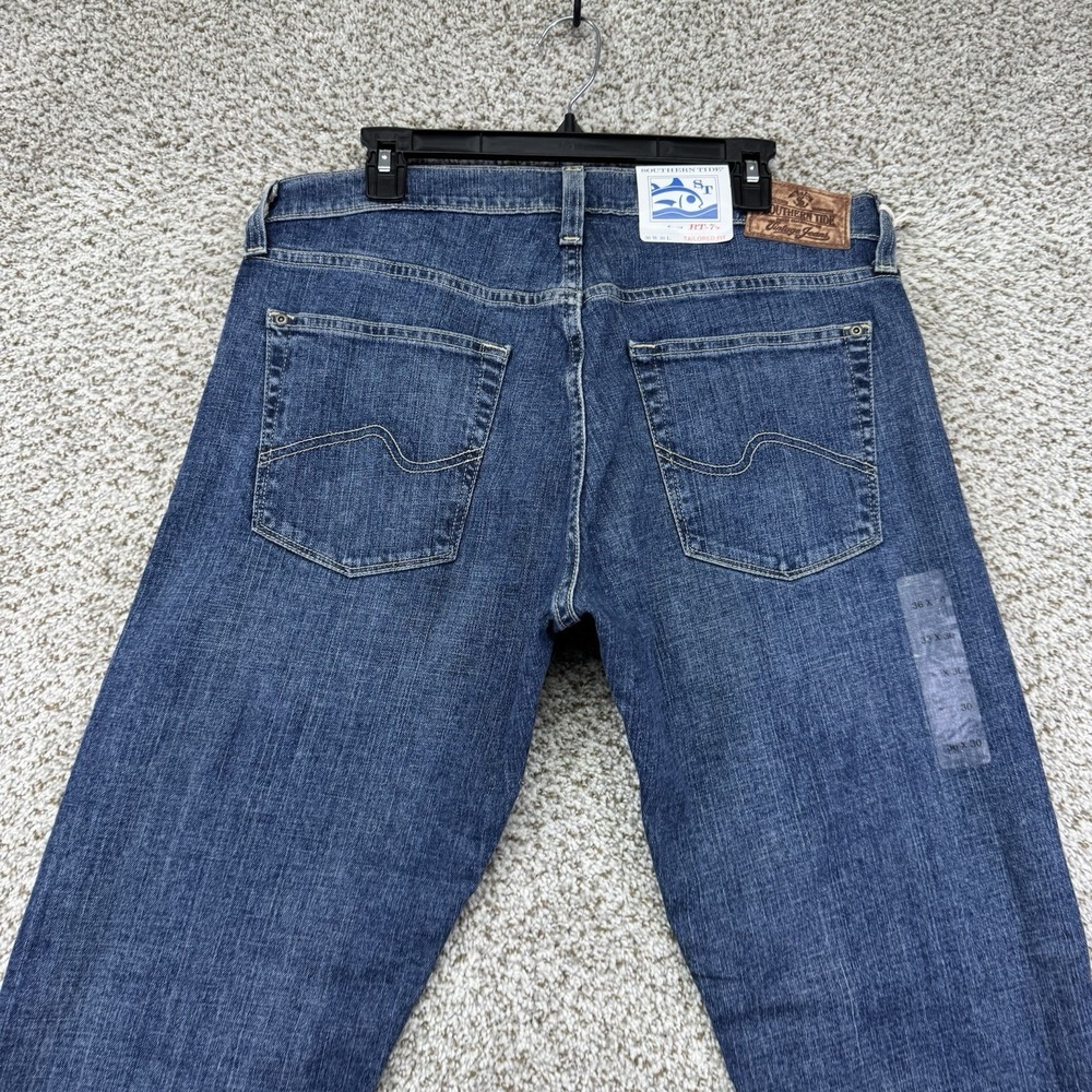 New Southern Tide Jeans Men's 36x30 Blue Denim Bootcut Tailored Fit Medium Wash - Picture 10 of 16